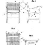 eichnung aus dem Patent 967873 „Einrichtung zu Stühlen mit federnden Sitzen und Rückenlehnen, die aus auf federnden Aufreihern zugeschobenen Lamellen bestehen“